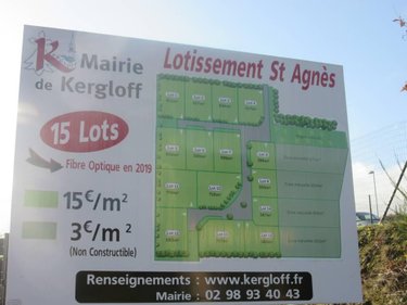 Terrain a batir a vendre Kergloff 29270 Finistère 389 m2  6335 euros