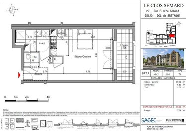Appartement a vendre Dol-de-Bretagne 35120 Ille-et-Vilaine 29 m2 1 pièce 119000 euros