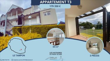 Appartement a vendre Le Tampon 97430 Réunion 64 m2 3 pièces 179350 euros