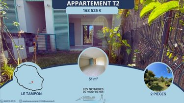 Appartement a vendre Saint-Pierre 97410 Réunion 66 m2 3 pièces 163525 euros