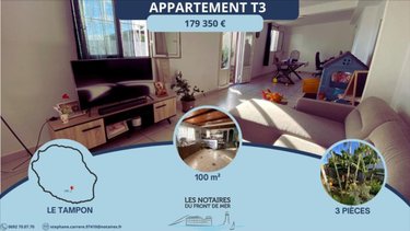 Appartement a vendre Le Tampon 97430 Réunion 100 m2 3 pièces 179350 euros