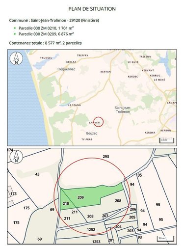 Terrains de loisirs bois etangs a vendre Saint-Jean-Trolimon 29120 Finistère 8577 m2  11500 euros