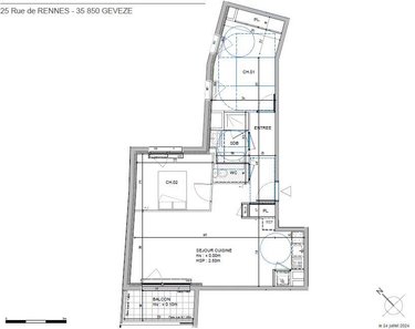 Location appartement Gévezé 35850 Ille-et-Vilaine 66 m2 3 pièces 750 euros