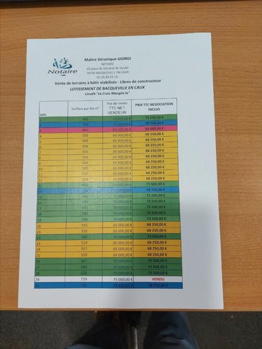 Terrain a batir a vendre Bacqueville-en-Caux 76730 Seine-Maritime 501 m2  68250 euros