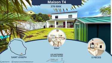 Maison a vendre Saint-Joseph 97480 Réunion 97 m2 5 pièces 378000 euros