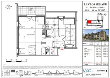 Appartement a vendre Dol-de-Bretagne 35120 Ille-et-Vilaine 59 m2 3 pièces 195000 euros