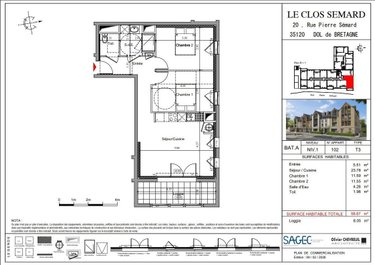 Appartement a vendre Dol-de-Bretagne 35120 Ille-et-Vilaine 59 m2 3 pièces 194000 euros