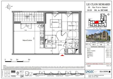 Appartement a vendre Dol-de-Bretagne 35120 Ille-et-Vilaine 59 m2 3 pièces 195000 euros