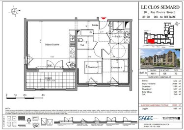 Appartement a vendre Dol-de-Bretagne 35120 Ille-et-Vilaine 59 m2 3 pièces 194000 euros