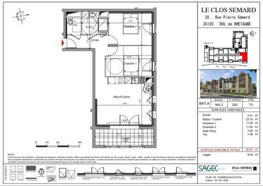 Appartement a vendre Dol-de-Bretagne 35120 Ille-et-Vilaine 59 m2 3 pièces 195000 euros