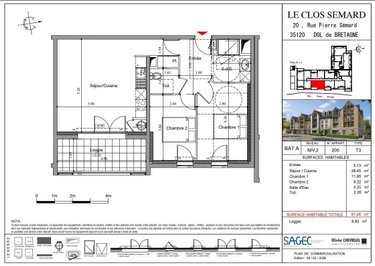 Appartement a vendre Dol-de-Bretagne 35120 Ille-et-Vilaine 59 m2 3 pièces 194000 euros