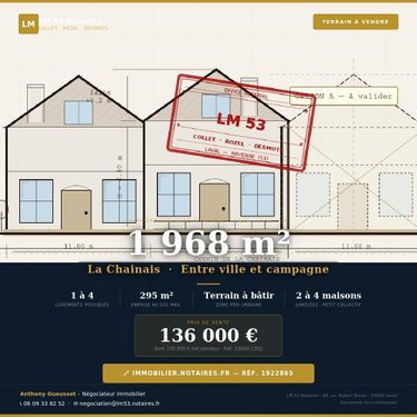 Terrain a batir a vendre Laval 53000 Mayenne 1968 m2  136000 euros