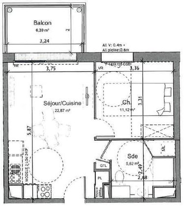 Location appartement Angers 49000 Maine-et-Loire 39 m2 2 pièces 683 euros