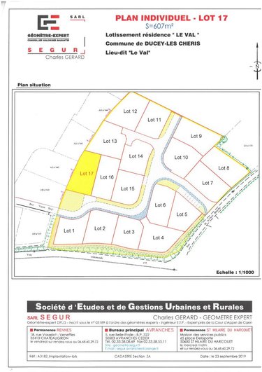 Terrain a batir a vendre Ducey-les-Chéris 50220 Manche 607 m2  44816 euros