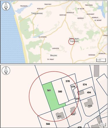 Terrain a batir a vendre Saint-Jean-Trolimon 29120 Finistère 805 m2  98800 euros