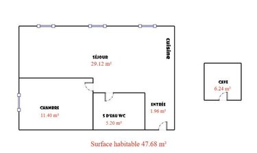 Location appartement Jujurieux 01640 Ain 47 m2 2 pièces 530 euros