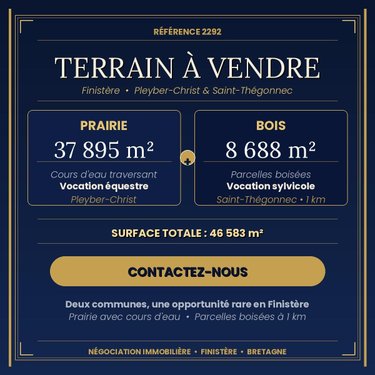 Terrains de loisirs bois etangs a vendre Pleyber-Christ 29410 Finistère 46583 m2  43000 euros