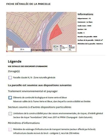 Terrains de loisirs bois etangs a vendre Le Mans 72000 Sarthe 1280 m2  11800 euros