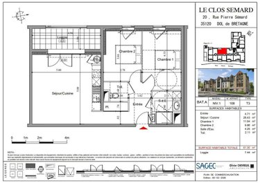 Appartement a vendre Dol-de-Bretagne 35120 Ille-et-Vilaine 59 m2 3 pièces 195000 euros
