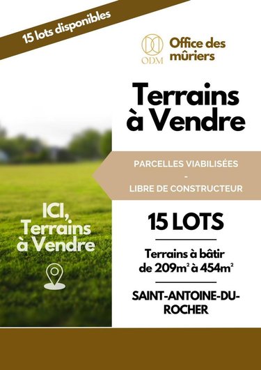 Terrain a batir a vendre Saint-Antoine-du-Rocher 37360 Indre-et-Loire 209 m2  56496 euros