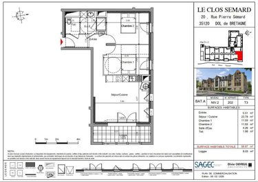 Appartement a vendre Dol-de-Bretagne 35120 Ille-et-Vilaine 59 m2 3 pièces 195000 euros