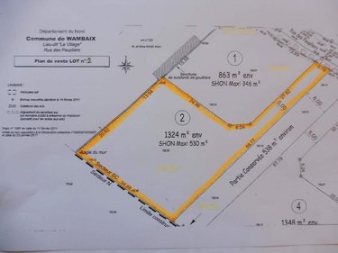 Terrain a batir a vendre Wambaix 59400 Nord 1150 m2  72800 euros