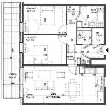 Location appartement Reims 51100 Marne 71 m2 3 pièces 950 euros