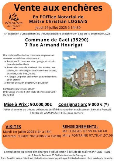 Maison a vendre Gaël 35290 Ille-et-Vilaine 117 m2 8 pièces