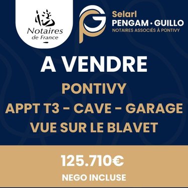 Appartement a vendre Pontivy 56300 Morbihan 65 m2 3 pièces 125710 euros