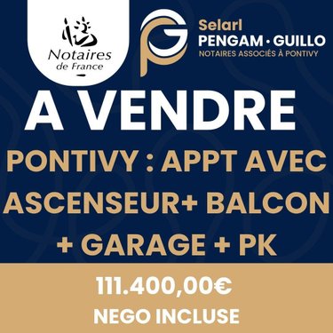 Appartement a vendre Pontivy 56300 Morbihan 54 m2 2 pièces 111400 euros