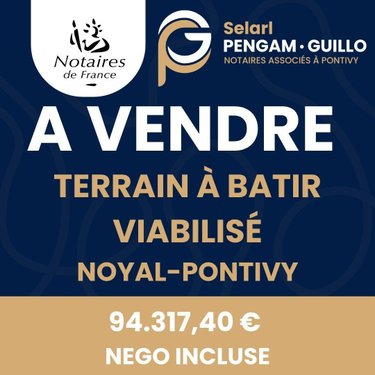 Terrain a batir a vendre Noyal-Pontivy 56920 Morbihan 1630 m2  94317 euros