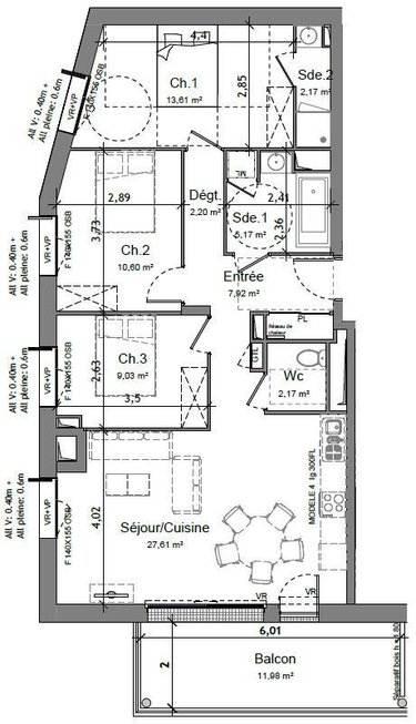 Location appartement Angers 49000 Maine-et-Loire 80 m2 4 pièces 1100 euros