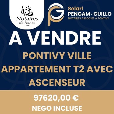 Appartement a vendre Pontivy 56300 Morbihan 50 m2 2 pièces 97620 euros