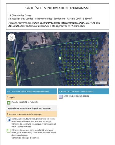 Terrains de loisirs bois etangs a vendre Saint-Julien-des-Landes 85150 Vendée 5350 m2  4800 euros