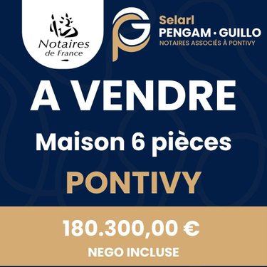 Maison a vendre Pontivy 56300 Morbihan 122 m2 6 pièces 180300 euros