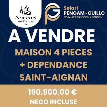 Maison a vendre Saint-Aignan 56480 Morbihan 83 m2 4 pièces 190900 euros