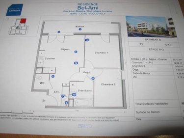 Location appartement Le Petit-Quevilly 76140 Seine-Maritime 55 m2 3 pièces 669 euros