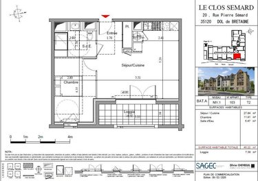 Appartement a vendre Dol-de-Bretagne 35120 Ille-et-Vilaine 42 m2 2 pièces 139000 euros