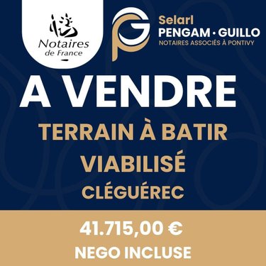 Terrain a batir a vendre Cléguérec 56480 Morbihan 713 m2  41715 euros