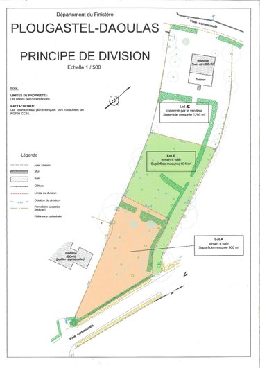 Terrain a batir a vendre Plougastel-Daoulas 29470 Finistère 900 m2  141000 euros