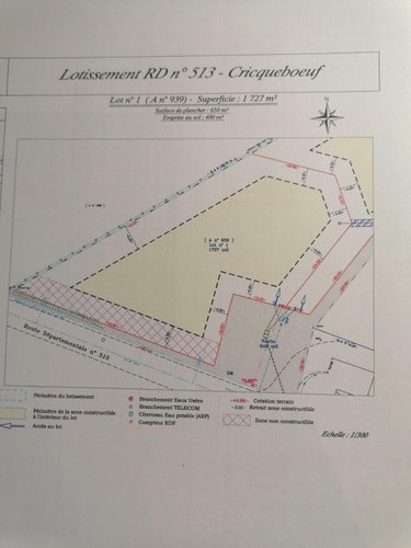 Terrain a batir a vendre Cricqueboeuf 14113 Calvados 1727 m2  199000 euros