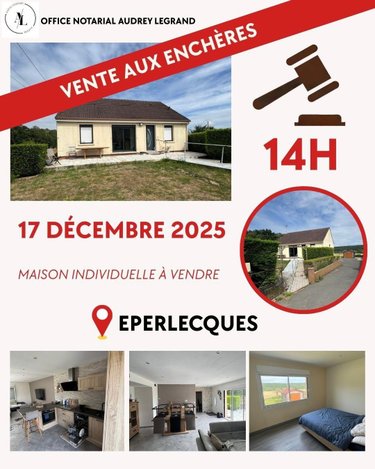 Vente aux encheres maison Éperlecques 62910 Pas-de-Calais 85 m2 4 pièces 100000 euros