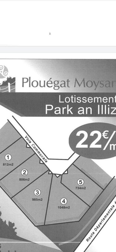 Terrain a batir a vendre Plouégat-Moysan 29650 Finistère  19148 euros