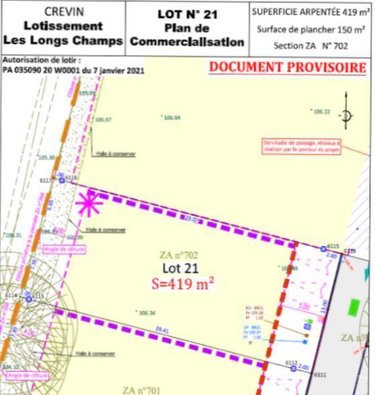 Terrain a batir a vendre Crevin 35320 Ille-et-Vilaine 419 m2  78900 euros