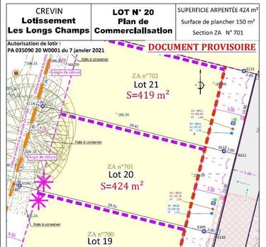 Terrain a batir a vendre Crevin 35320 Ille-et-Vilaine 424 m2  78900 euros
