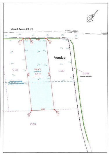 Terrain a batir a vendre Beussent 62170 Pas-de-Calais 1508 m2  55000 euros