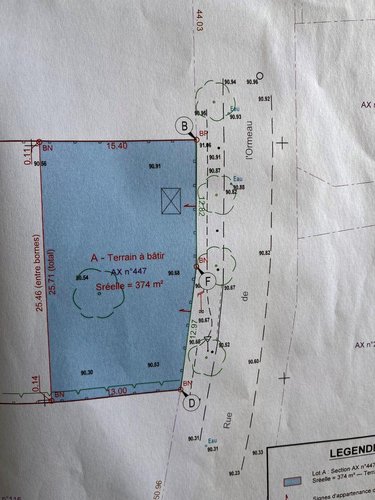Terrain a batir a vendre Ballan-Miré 37510 Indre-et-Loire 374 m2  63000 euros