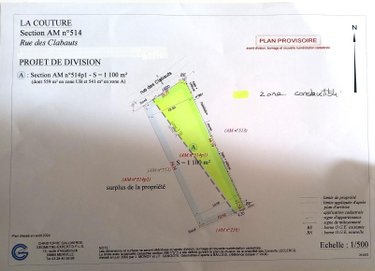 Terrain a batir a vendre La Couture 62136 Pas-de-Calais 1100 m2  70000 euros