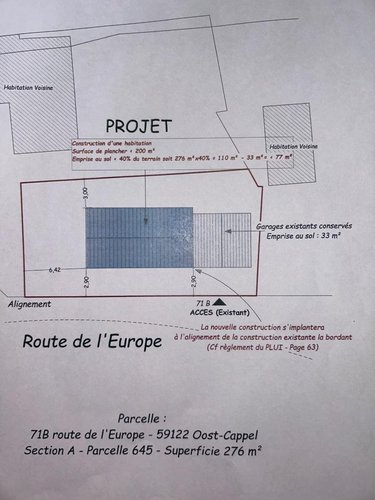 Terrain a batir a vendre Oost-Cappel 59122 Nord 276 m2  49000 euros