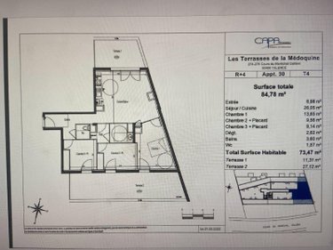 Location appartement Talence 33400 Gironde 73 m2 4 pièces 1600 euros